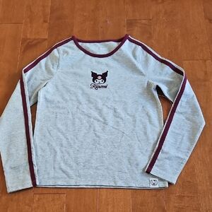 Hello Kitty Gray Long Sleeve Tee with Maroon Accents